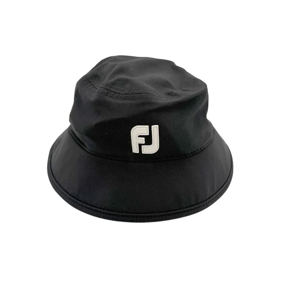 FootJoy Mens Black Waterproof Adjustable DryJoys Tour Golf Bucket Rain Hat S/M